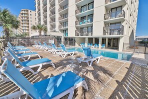 relax by the outdoor pool