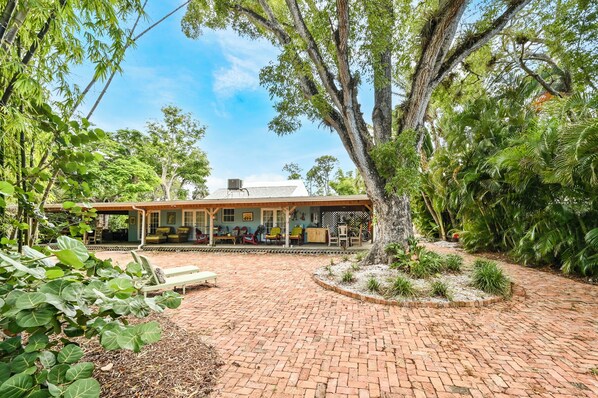 Back view of the home from the dock by water