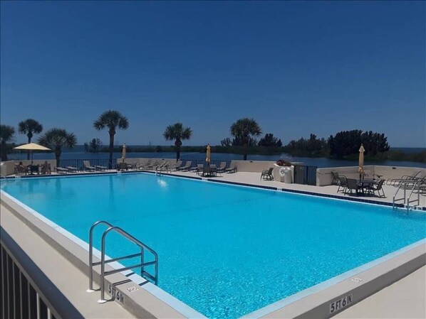 Heated pool overlooks the Gulf