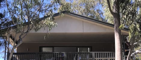 Lovely undercover verandah at the front of the property with rural views 
