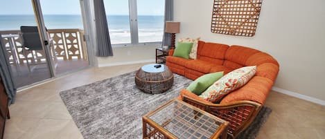 Gaze at the ocean from the sectional