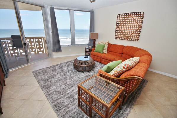 Gaze at the ocean from the sectional