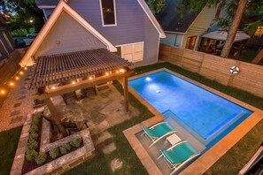 Back Patio and Pool at Dusk