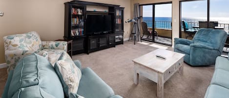 Living room - Comfort for all in the family room. The square footage of the Surf Dweller condos provides a massive balcony with TWO separate entrances.