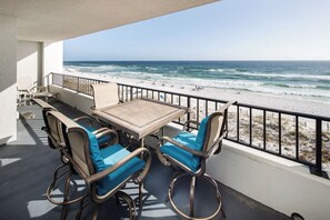 HUGE Gulf front balcony of SD 510 - Balcony extends along both the living room and the master bedrooms...these are SPACIOUS balconies at the Surf Dweller!