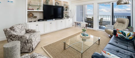 Modern touches - Unwind after a day at the beach in this comfortable living area.