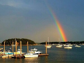 If you're lucky you can catch a rainbow  over the harbor!