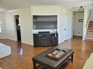 Living room with fire and TV