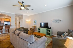 Living room features flat screen TV