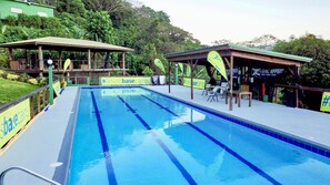 The Jungle Gym and the 25m lap pool just 25ft from the cottage. 