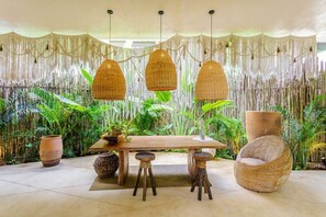 Beautiful natural elements in this condo's lobby