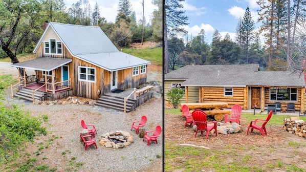 Cottage Retreat is two story. 
Log House Retreat is one story.