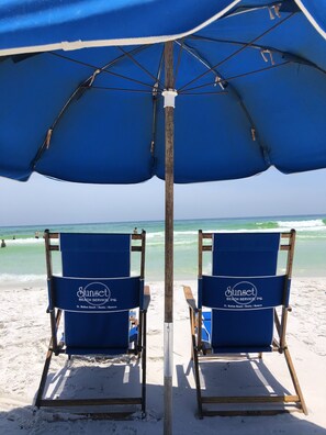 Complementary chairs & umbrella at the beach everyday! 🏖