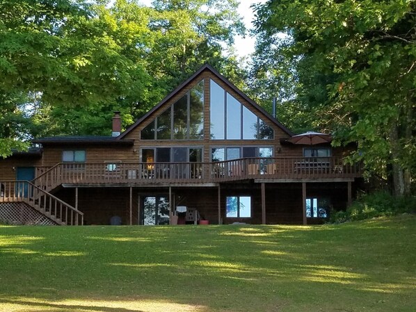 View of cabin from lake