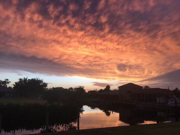 Spectacular sunset peaceful river view from the house