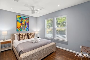 Bedroom with luxury custom hotel linens