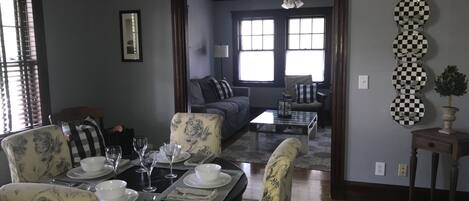 Dining room looking into the TV room