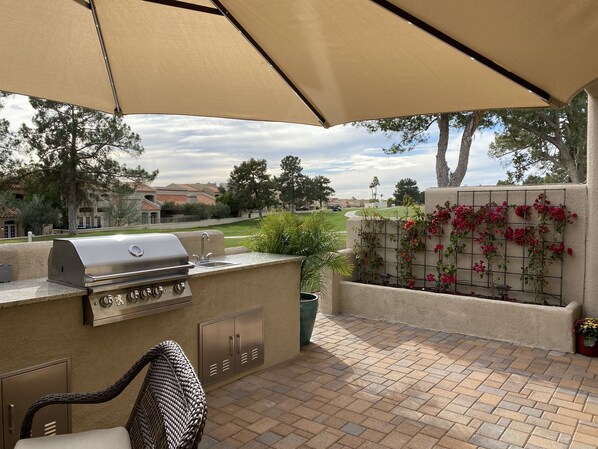 Outside patio with grill