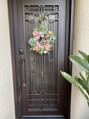 Front door with keypad.