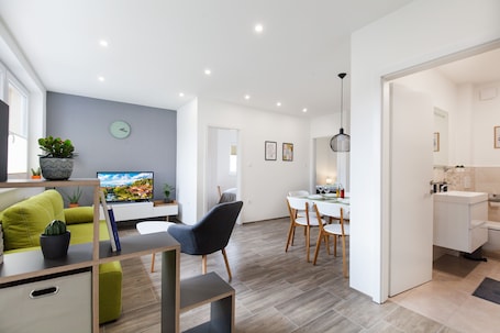 Living room and dining area