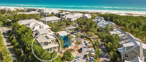 Arial View Showing Distance to Watercolor Beach Front Club from 1640, Unit 302