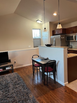 Small drop-leaf table for dining in