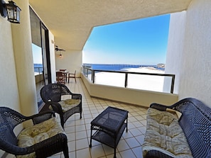 Covered Balcony with sweeping views!