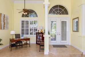 Spectacular Entrance With Vaulted Ceilings, Views of the Main Living Area. 
Designated Desk with a View