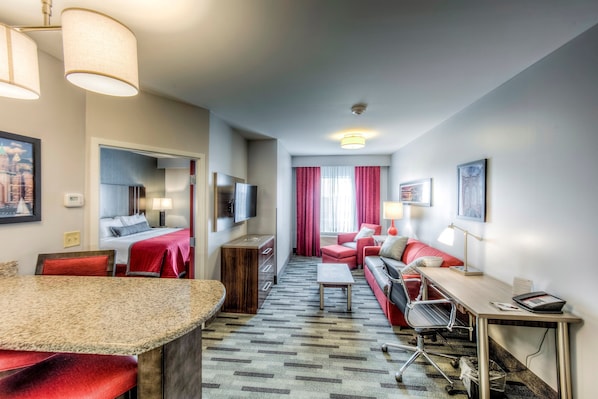 Kick back your feet and relax in the cozy living area.