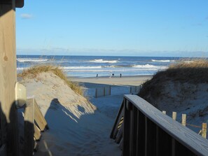 Private beach entrance by gazebo