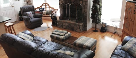 Living Room with Wood Burning Fireplace