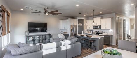 Dining Room View - With an open and spacious floor plan, the Dining Room and Kitchen can accommodate meal preparations for groups large or small.