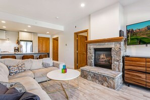 Relax by the fire after a long day on the slopes or hiking.