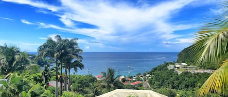 Sea view from the terrace of the Grande Anse apartment in Deshaies