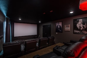 Theater room
135" screen, surround sound. 
4k projector with PS4