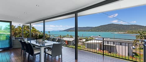 The stunning view looking out to Hayman Island and across the Bay of Airlie.  