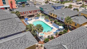 Aerial view of pool and complex