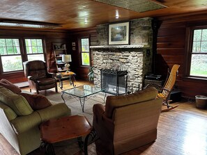 Comfortable chairs, sofa, and Amish made rocking chair