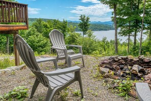 Firepit with stunning views of Rangeley Lake