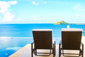 Pigeon Island and Martinique in the distance.