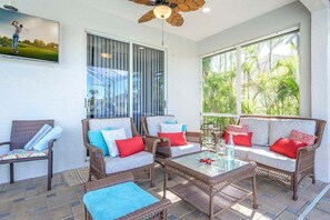 Outdoor Conversation Area with TV