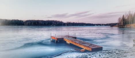 Frozen lake in the winter