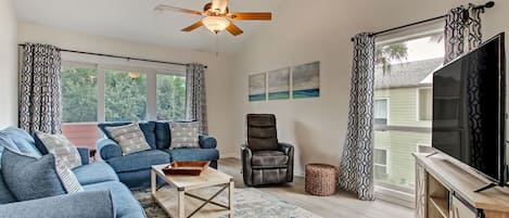 Living Room with all new furniture, Roku TV, cable, and sleeper sofa