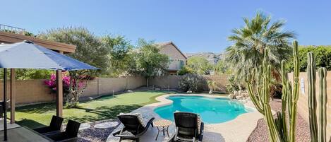 Beautiful backyard with a professional putting green