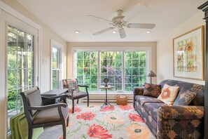 The gem of the home - the Garden Room with electric fireplace for cooler days.