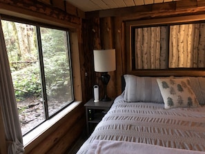 Woods out the bedroom window. Deer often walking near.