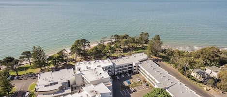 Aerial view of apartment block