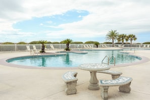 This is the main pool at GSP. It is split into three sections, a very shallow area perfect for sunbathing or small kids, a 3ft deep section, and then a 5 ft deep section. My kids love this pool! This pool is shared by everyone at the resort.