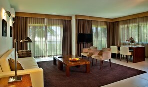 Relax with friends and family in the living area.