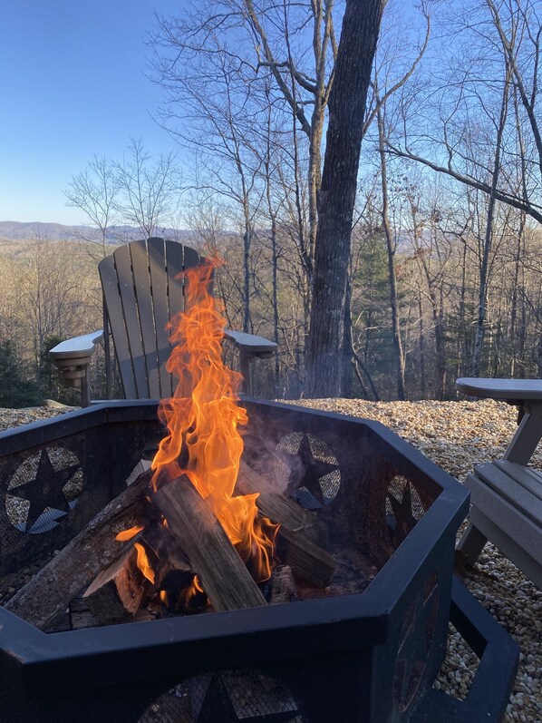 Fire pit with the most perfect backdrop 